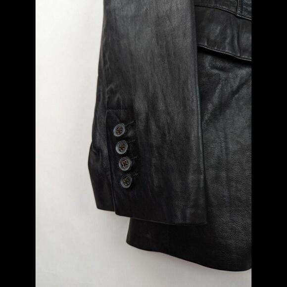 [SOLD] JOHN VARVATOS Men Sz US 40 IT 50 L Black Sheep Skin Leather Blazer Jacket - Picture 7 of 9